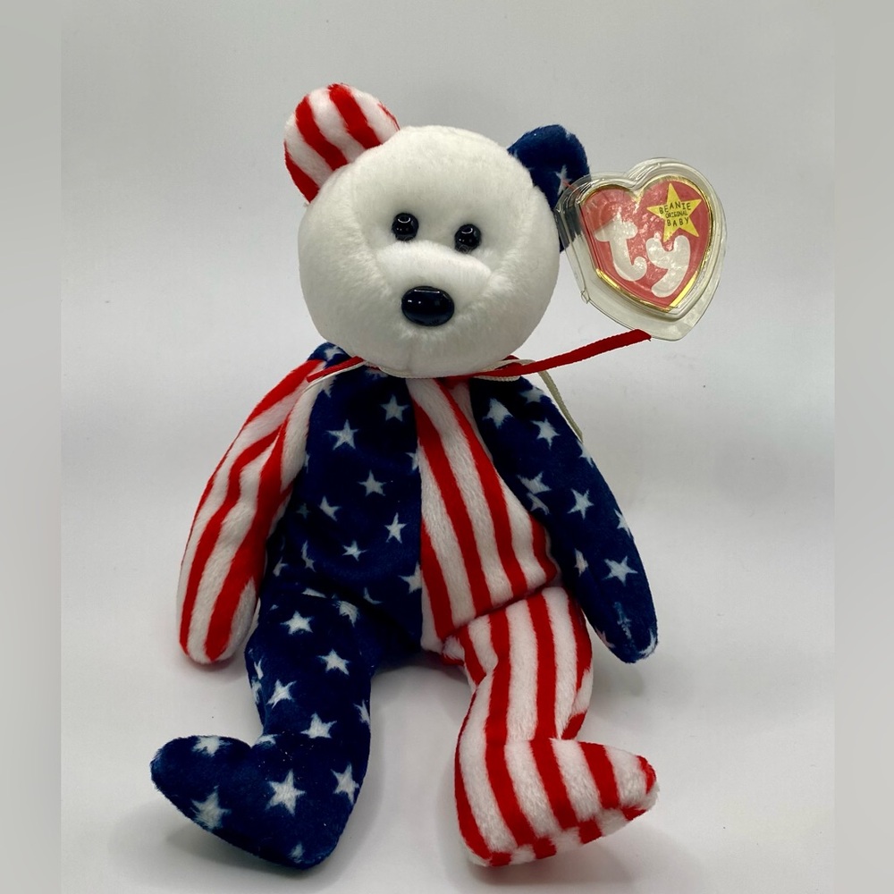 2/$10 Ty Beanie Baby Spangle The Bear White Face With Tags